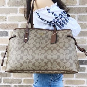 Coach drawstring Large tote signature khaki